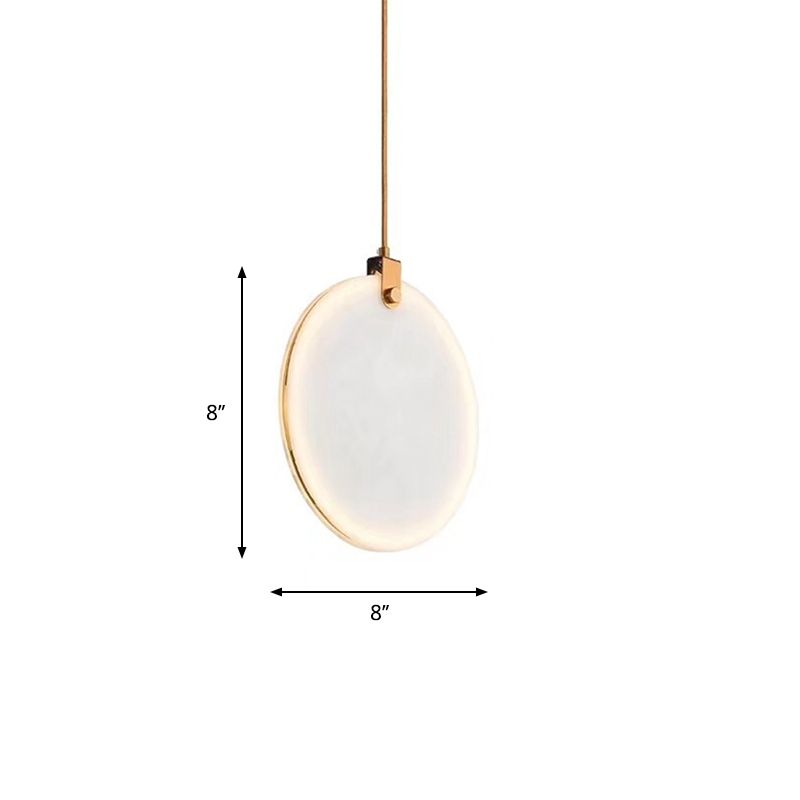 8"/10"/12" Wide White Glass Round Pendant Lamp Post-Modern Led Hanging Light Fixture in White/Warm Light