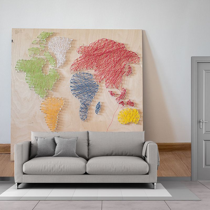 Modern Style Mural Wallpaper Map Environment Friendly Bedroom Wall Mural