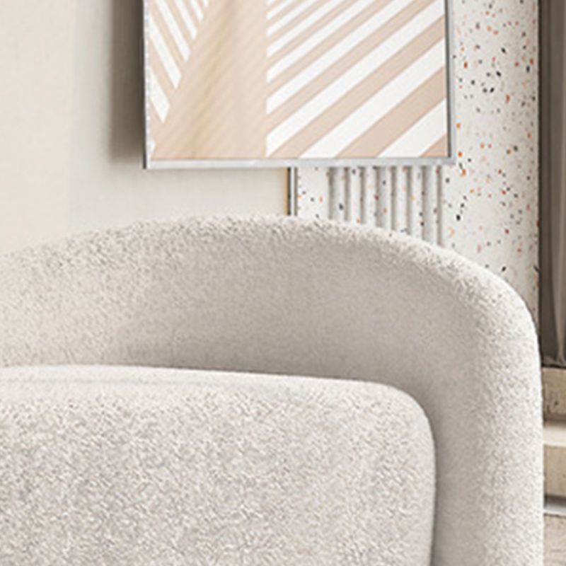 Curved Wool Sofa White Contemporary Sloped Armed Sofa - 33.46" D