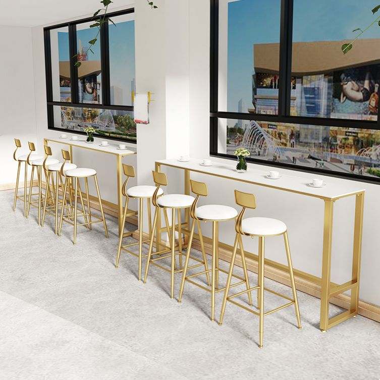 Rectangle Bar Pub Table Set 1/5 Pcs Modern Iron Frame Bar Table and Upholstered Stools