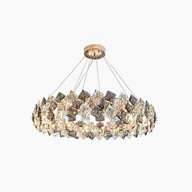 Plafond de forme ronde Light Light Clear Crystal Chandelier Éclairage pour le salon