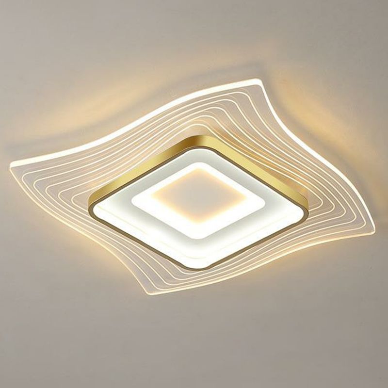 Acryl extra dun plafondlamp, eigentijds goud LED-inbouwverlichtingsarmatuur