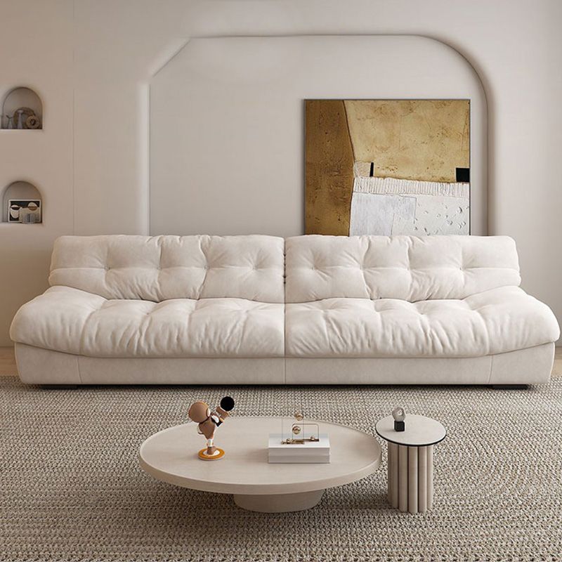 Contemporary White Sofa Faux Leather Armless Sofa with Loose Back