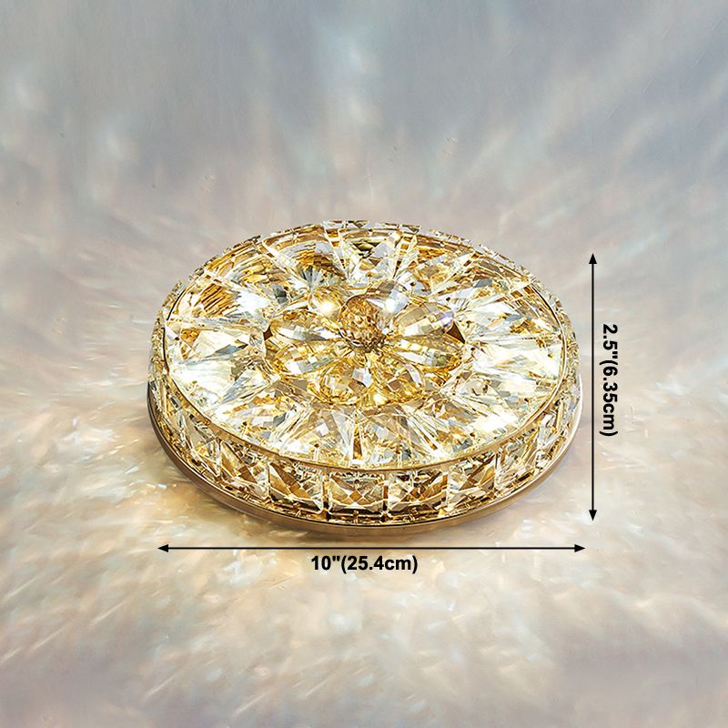 Modern Simple Style Ceiling Lamp Geometric Crystal Flush Mount with Hole 3-4.5'' Dia