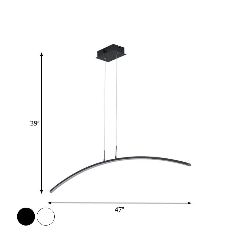 Black/White Arched Island Lighting Simple Style Acrylic LED Hanging Pendant Light in Warm/White Light