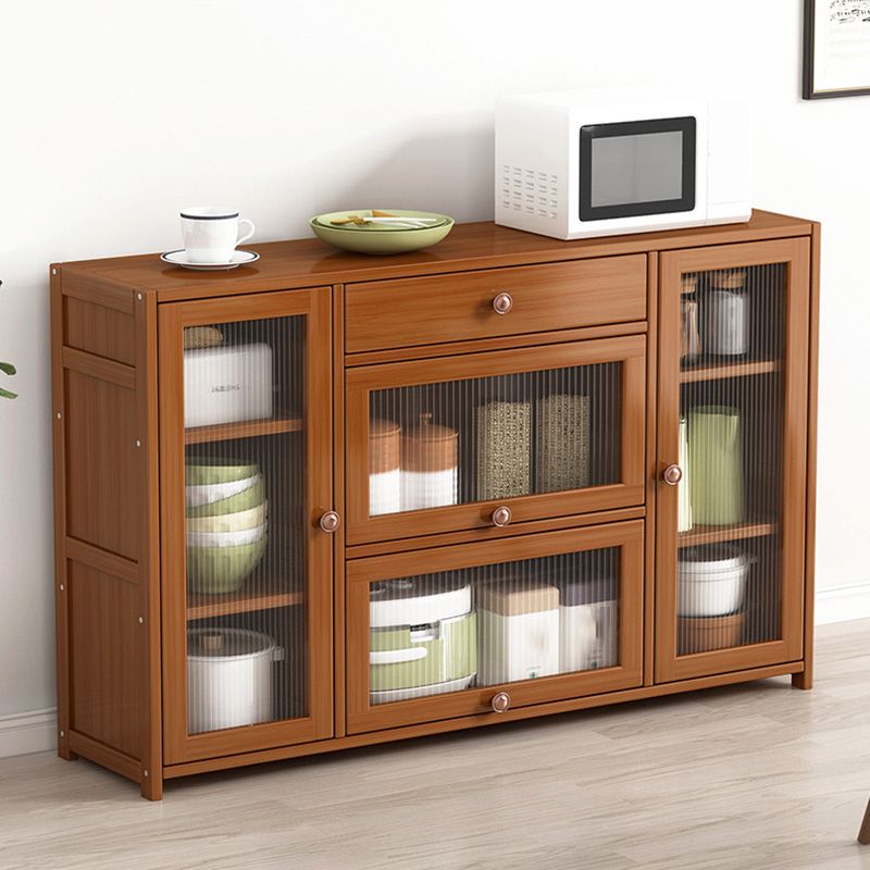 Modern Rectangle Accent Cabinet Brown Wood Knobs Side Cabinet with Doors