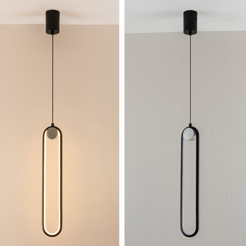 Contemporary One-Light Black Metal Oval Pendant Lighting for Dinning Room Cafe