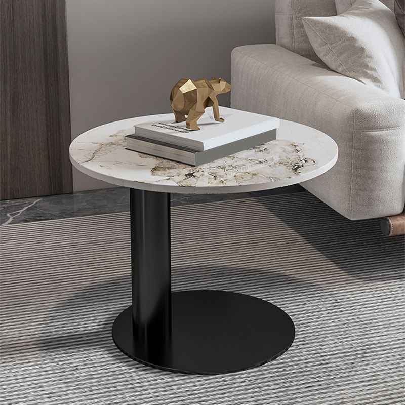 Modern Coffee Table Slate Round Nesting Coffee Table Set with Black Legs