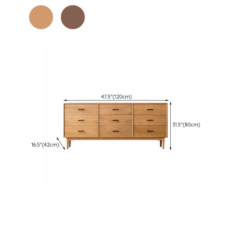 Modern Chest Rectangle 9 - Drawer Bar Pulls Solid Wood Straight Legs Accent Chest