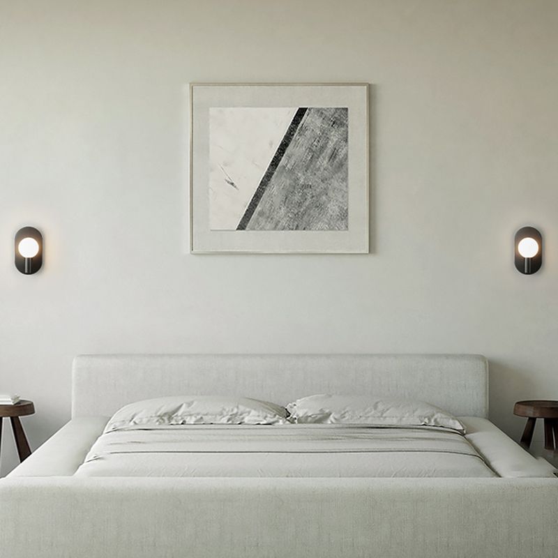 Modern Copper Wall Mount Lamp 1-Light Spherical with Glass Shade for Bedroom