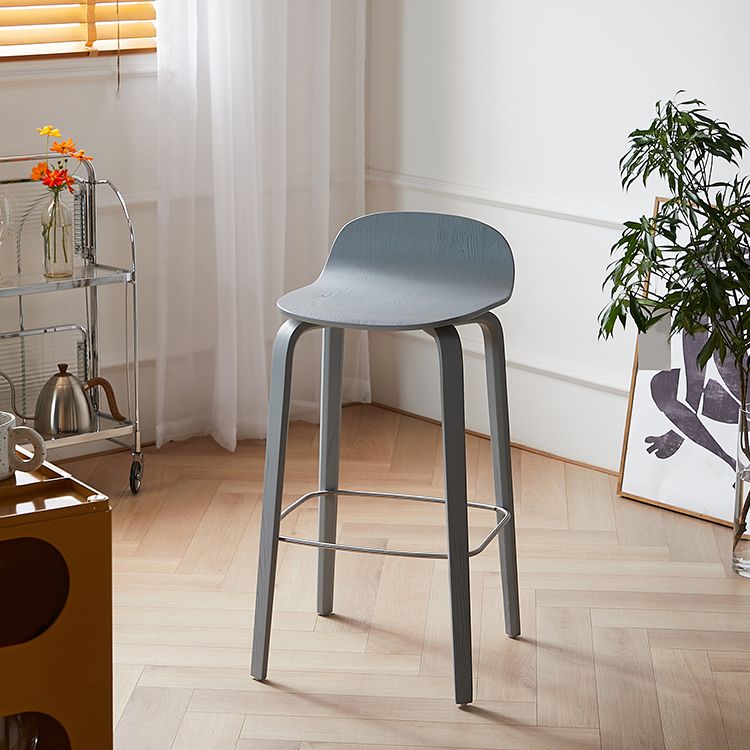 Indoor Armless Low Back Bar Height Stool Beech Solid Wood Bar Stool
