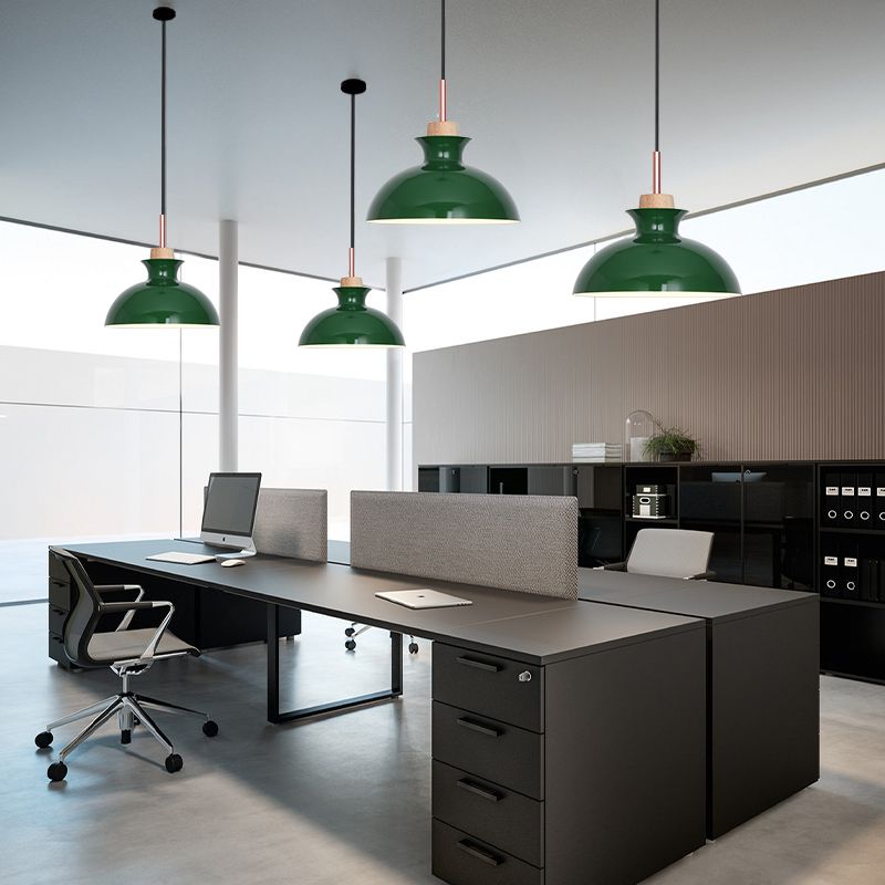 Lampada a sospensione verde a bulbina singola Metal Geometric Luce sospesa per sala da pranzo