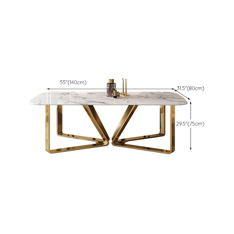Traditional Luxury Metal Base Table Rectangle Dinner Table for Home