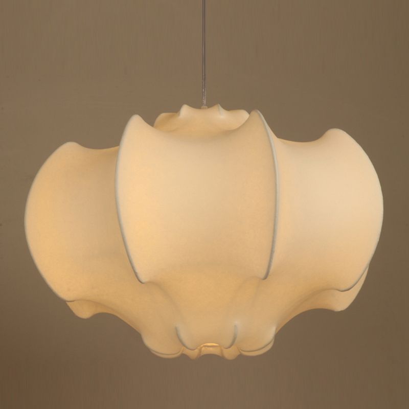Shaded Fabric Suspended Lighting Fixture Modern-Style White Ceiling Hung Fixture