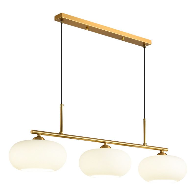 Modern Style Drum Shade Island Pendants 3 Lights Glass Pendant Lights for Dining Room