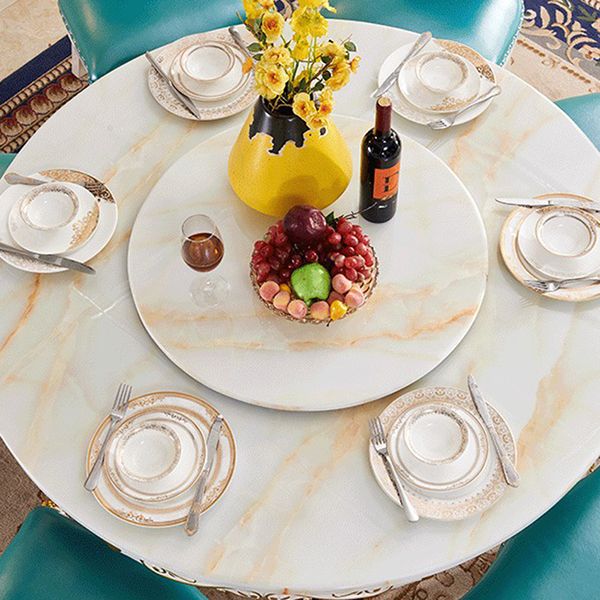 Victorian Style Stone Dining Table Round Dining Table with Wooden Base