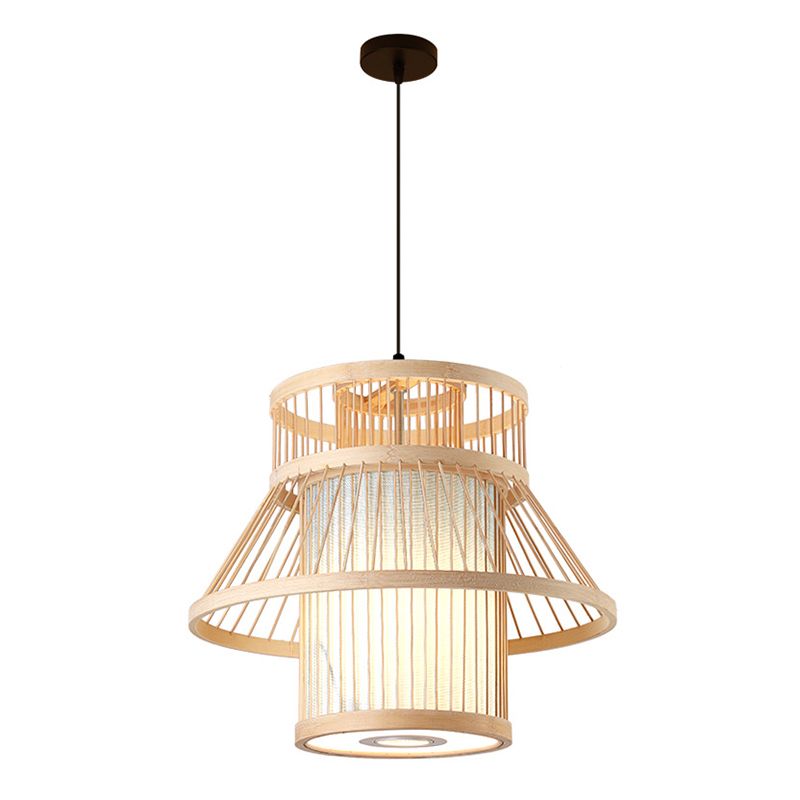 Japanese Pendulum Light Rattan 1-Light Hanging Ceiling Light for Dining Room