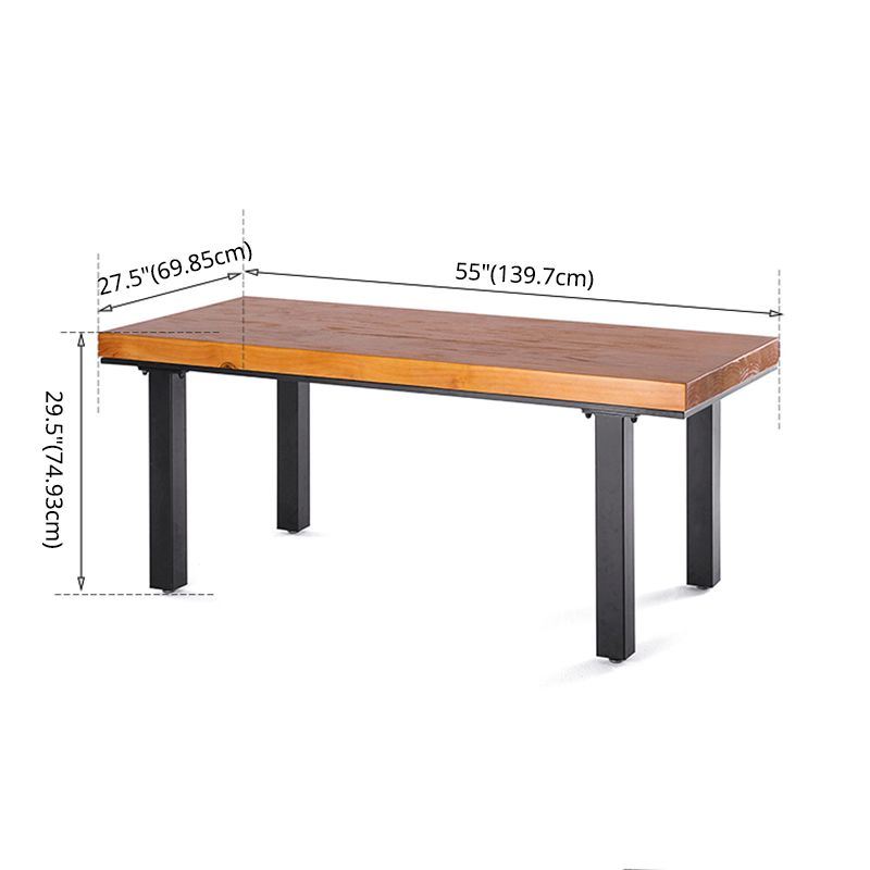 Industrial Rectangle Shape Dinette Set Solid Wood Top Dining Table Furniture for Dining Room