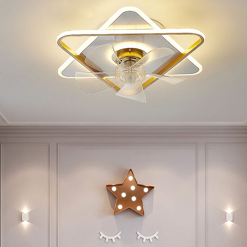 3-Lights Modern LED Fan Light Metal Geometric Flush Mount Light for Living Room
