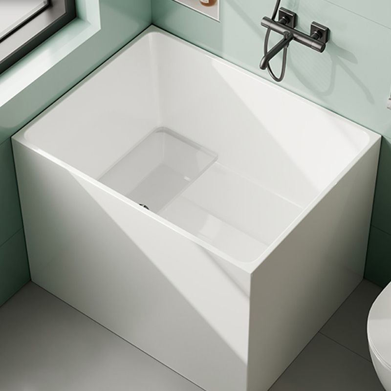 Modern Rectangle White Bathtub Acrylic Back to Wall with Drain Bath Tub