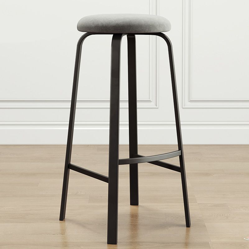 Modern Armless Stackable Counter Stool Iron Cafe Bar Stool with Cushion and Pedal