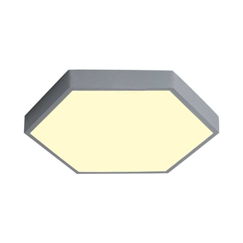 Modern Led Flush Mount with Metal Shade Gray/Yellow/Blue Hexagon Flush Mount Fixture in White/Warm Light, 16"/19.5"/23.5" Wide