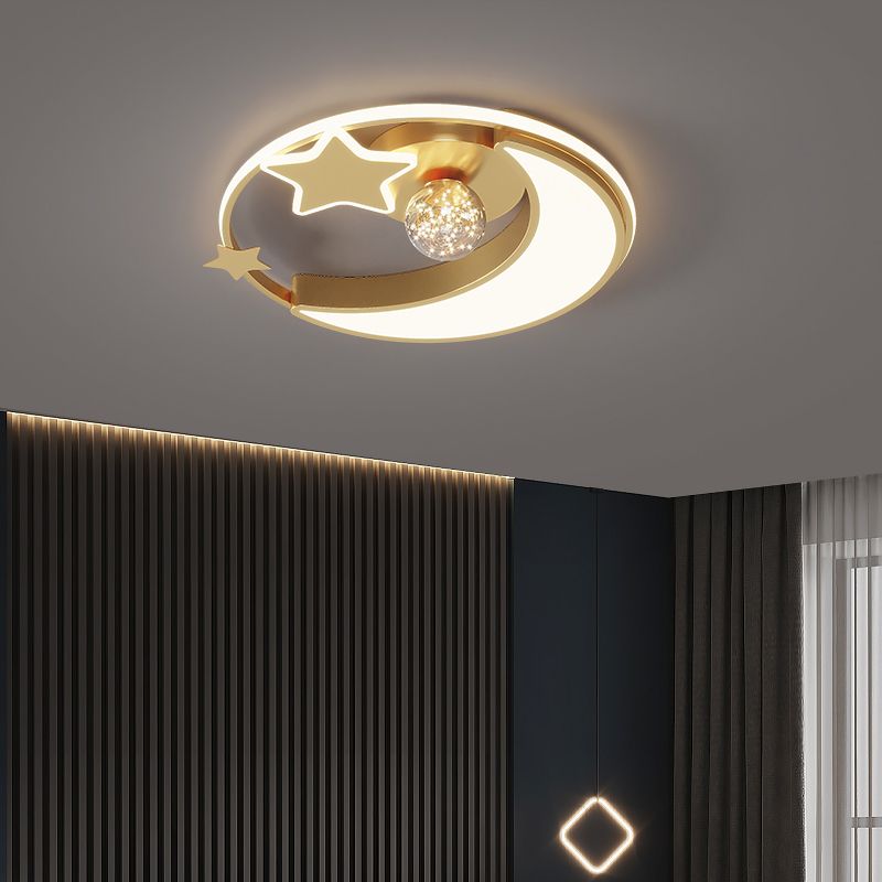 Bedroom Metal Flush Mount Light Fixture Contemporary Circle Flush Light Fixture