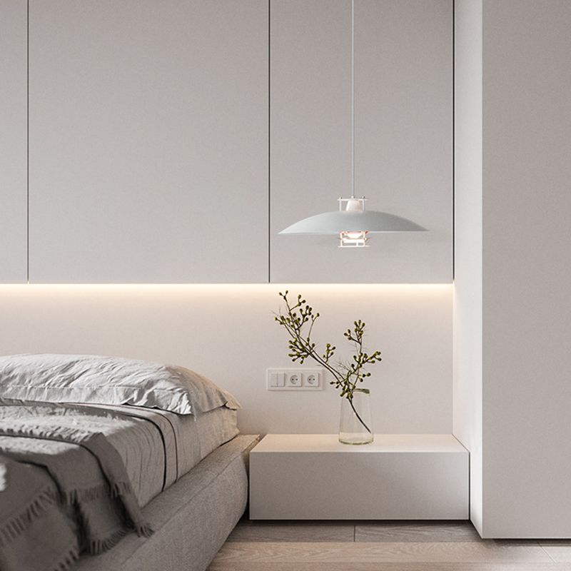 UFO Shaped Single Light Minimalist Hanging Lamp 17.7" Wide Aluminum Alloy Lighting Fixture for Corridor Aisle