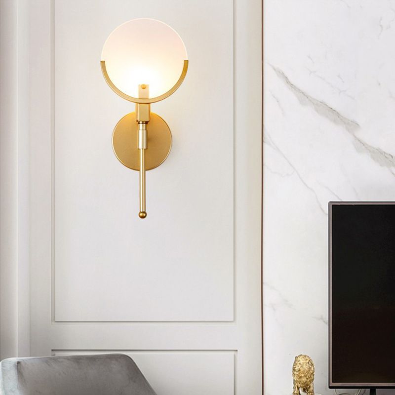 Stone Round Sconce Light Contemporary 1 Head Wall Mount Lighting in Gold