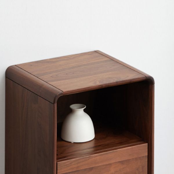 Modern Living Room Curio Cabinet Solid Wood with Open Storage