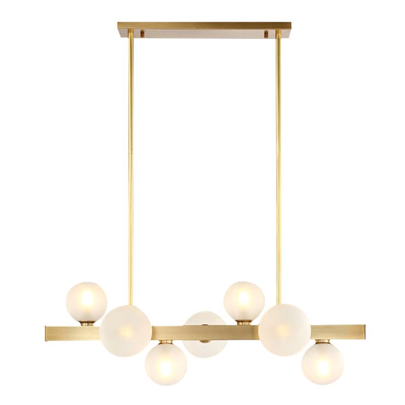 Sphere Island Lighting Contemporary Glass Island Kroonluchter in gouden afwerking