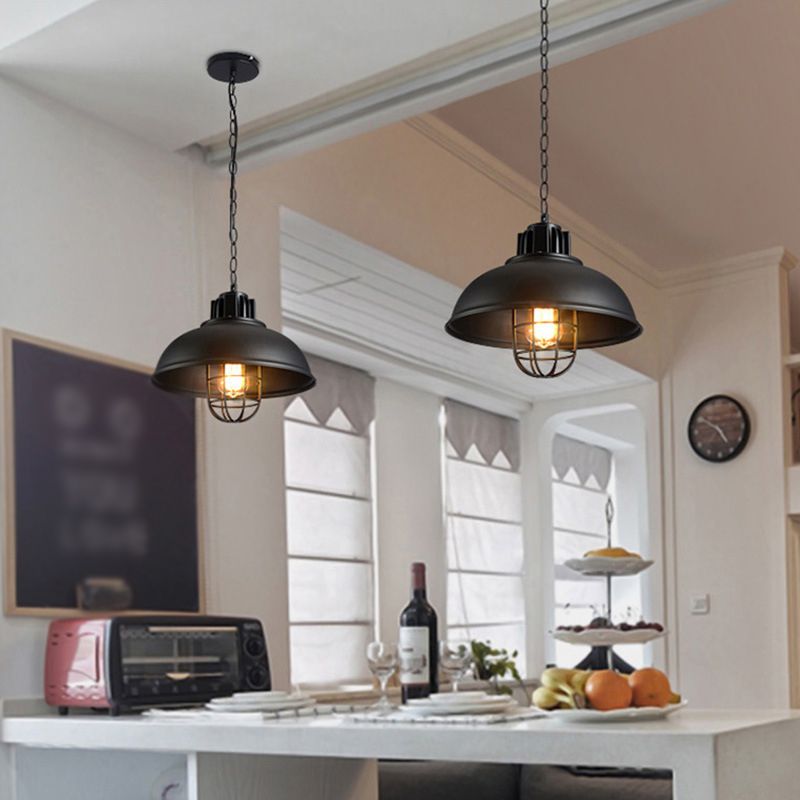 Dome-Shaped 1-Light Industrial Metal Pendant Light Hanging Ceiling Light
