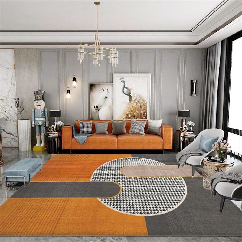 Contemporary Houndstooth Print Rug Polyester Area Carpet Stain Resistant Indoor Rug for Living Room