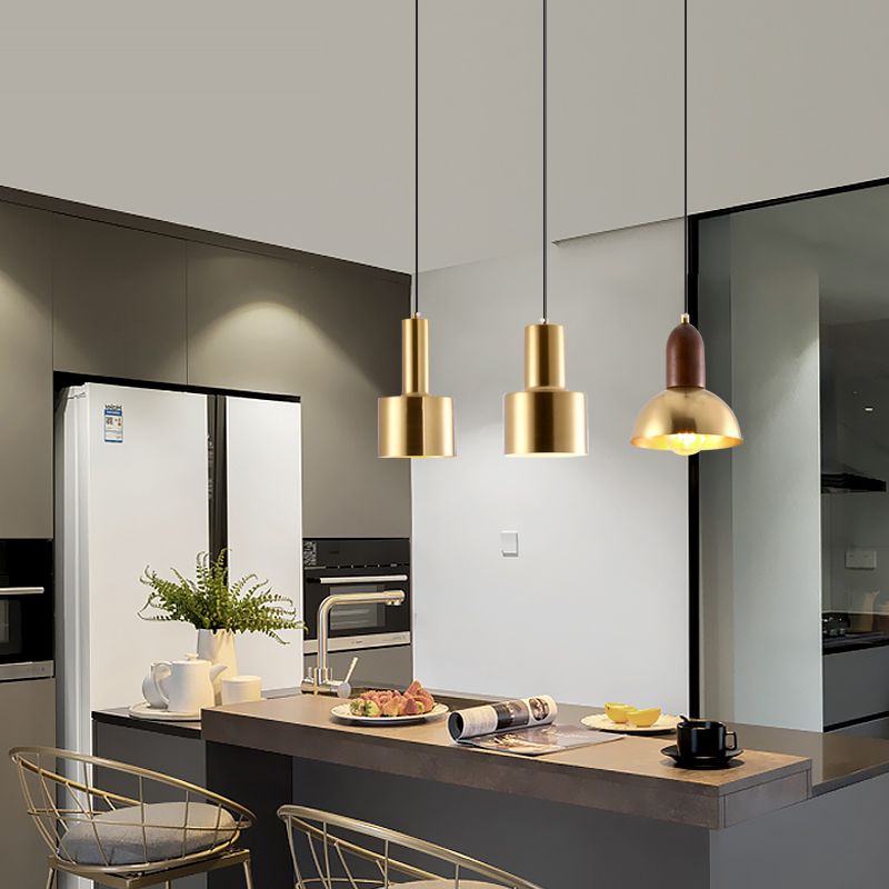 Golden Post Modern Style 1-Light Hanging Lamp
Geometric Simplicity Lighting Fixture for Bedroom