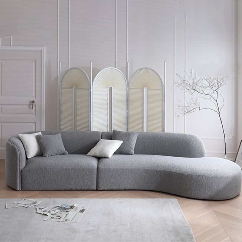 Scandinavian Curved Sofa with Chaise 49.21-In D 4-Seater Sofa