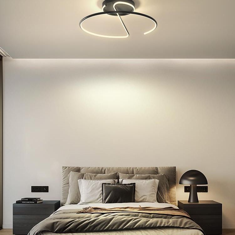 Swirl Wave 1-Light Flush Mount Lighting Fixtures Modern Style Black Flush Ceiling Light