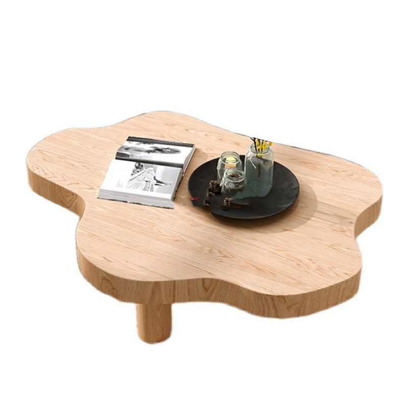 Nordic Cocktail Table 3 Legs Solid Wood Geometric Single Coffee Table