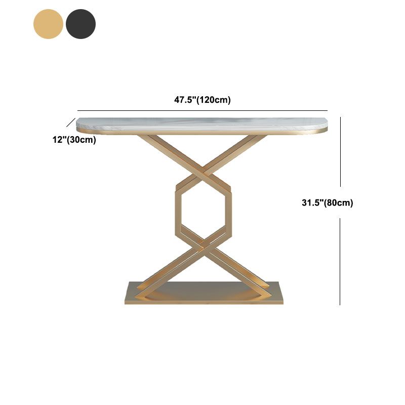 Glam Marble Console Table Half Moon Stain Resistant 12" W Accent Table for Hall