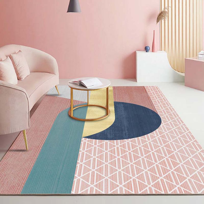Light Color Irregular Color Block Print Rug Polyester Modern Carpet Non-Slip Backing Indoor Rug for Living Room