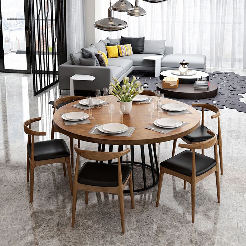 Modern 1/2/7 Pieces Dining Set Round Pine Wood Dining Table for Dining Room