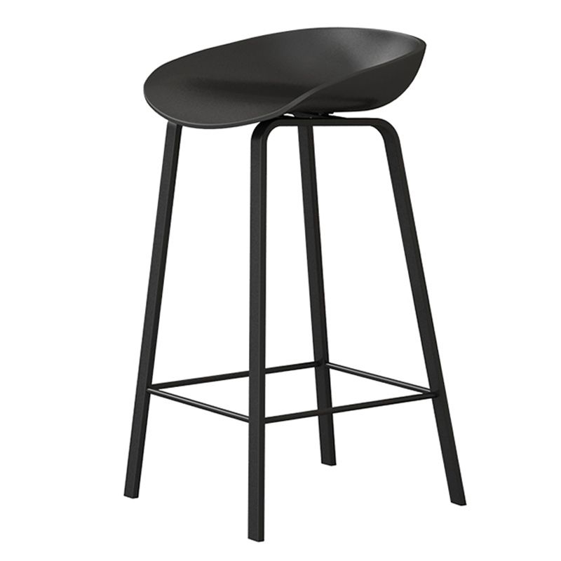 Modern Backrest Armless Counter Stool Plastic Bar Stool with Metal 4 Legs