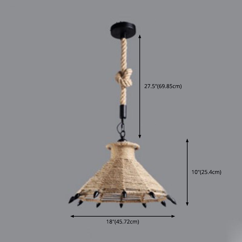 Beige schaduw hanglamp verlichting armatuur magazijnstijl touw 1-licht restaurantophanging licht