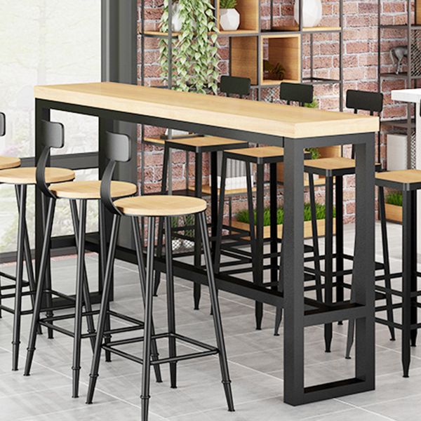 1/5 Pieces Industrial Rectangular Pub Table Set Wooden Counter Table with Armless Stools