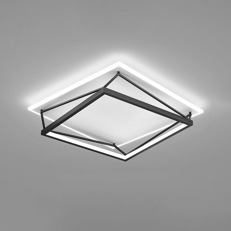 Plafonnier LED en acrylique noir et blanc, plafonnier géométrique en fer de Style concis moderne