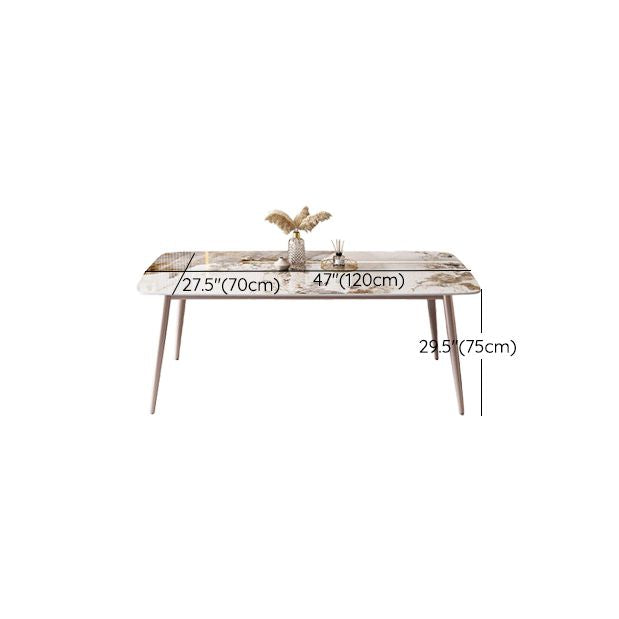 Modern White Stone Rectangular Kitchen Dining Table for Dining Hall