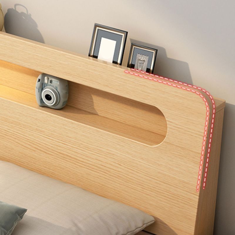 Contemporary Natural Pine Wood Panel Rectangular Mattress Included Panel Bed