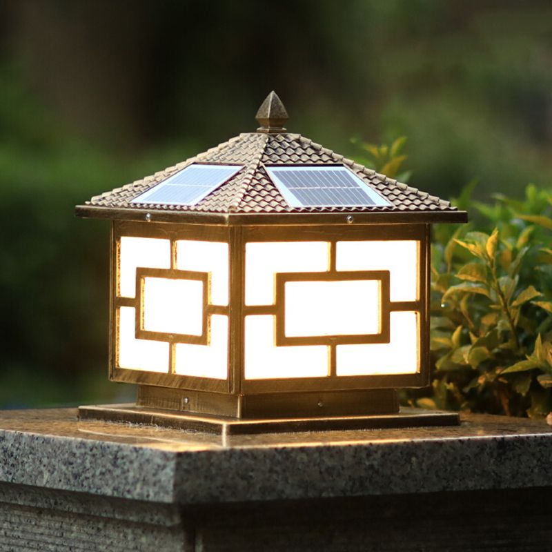 Contemporary Pillar Light Household Solar Lighting Fixture for Backyard