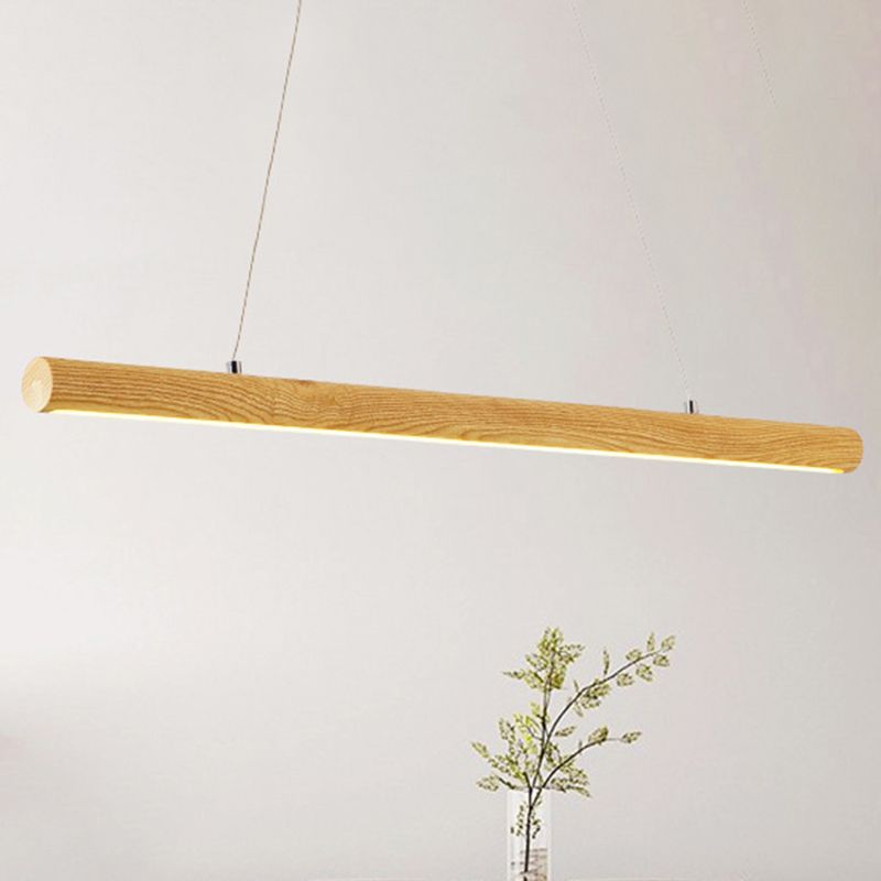 Illuminazione dell'isola a forma di polo beige semplice a led a led in legno sul tavolo da pranzo