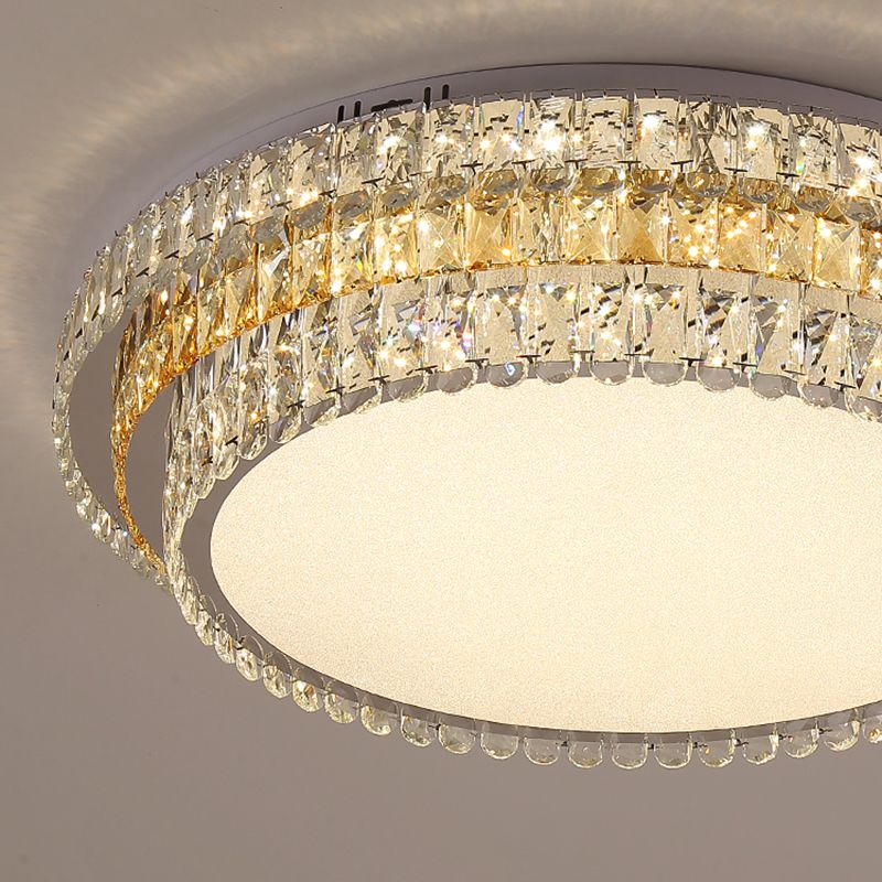 Plafonnier LED en cristal à deux niveaux, montage encastré en acier inoxydable, Style de luxe moderne, pour salon