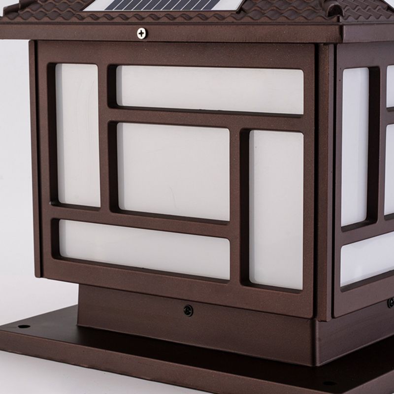 Modern Aluminum Solar Energy Pillar Lamp with Acrylic Shade for Outdoor